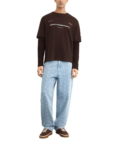 Reiss X Mclaren Unisex Rovik Double Layer Long Sleeve T Shirt In Brown