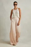 Reiss Petite Yara Wide Leg Pants In Champagne