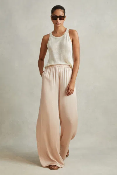 Reiss Petite Yara Wide Leg Pants In Champagne