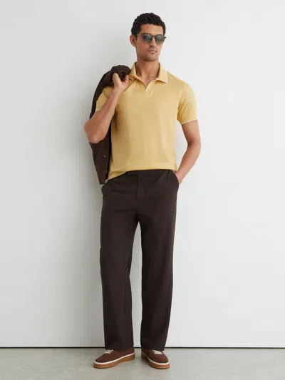 Reiss Yellow Air-water Cotton Tipped Polo Shirt