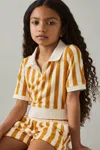 Reiss Yellow 9-13 Yrs Towelling Stripe Shorts Set In Yellow