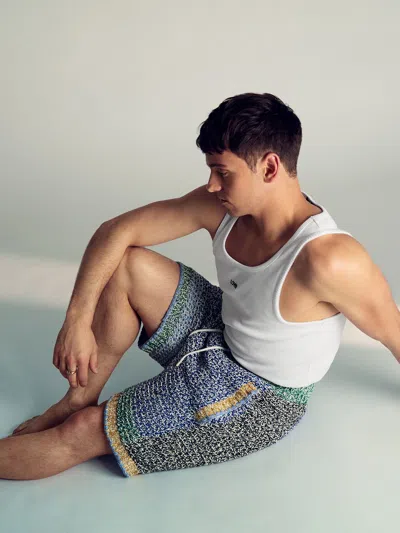 Reiss Yellow/green/blue Multi | Tom Daley Crochet Panel Shorts In White