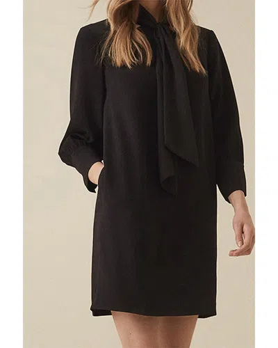 Reiss Yolanda Plain Tie Neck Dress In Black