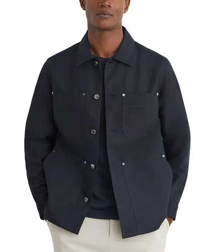 Reiss Yorker Twill Four Pocket Overshirt In Blue
