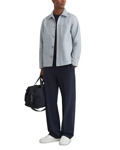 Reiss Yorker Twill Four Pocket Overshirt In Blue