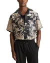 Reiss Black Jungle Print Cuban-collar Shirt In Black