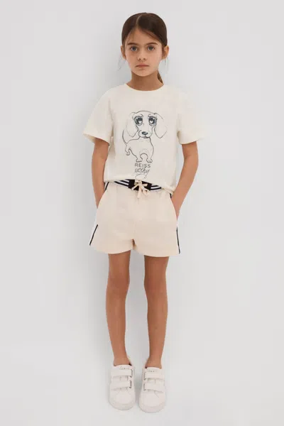Reiss Yoshy - Ivory Print Junior Cotton Print T-shirt, Age 8-9 Years