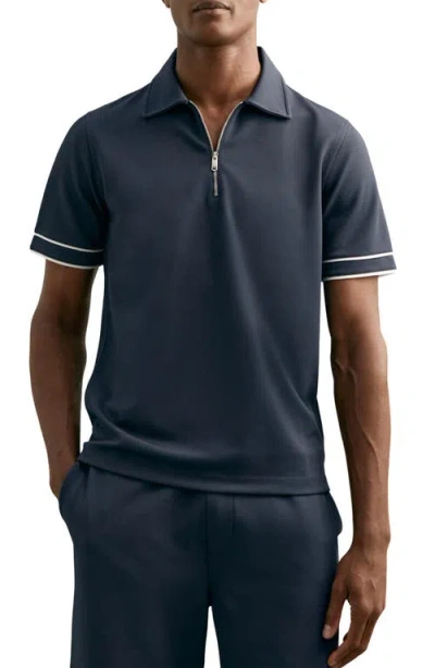 REISS REISS ZAIN TIPPED QUARTER ZIP POLO