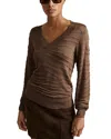 Reiss Mink Striped V-neck Jumper In Mink