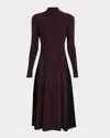 Reiss Womens Plum Purple Black Zaya Mock-neck Stretch-knit Midi Dress In Brown