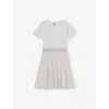 Reiss Zoe Sparkle Pleated-skirt Stretch-knit Dress 9-13 In White