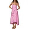 Reiss Womens Pink Zoey Square-neck Satin Midi Dress In Pink