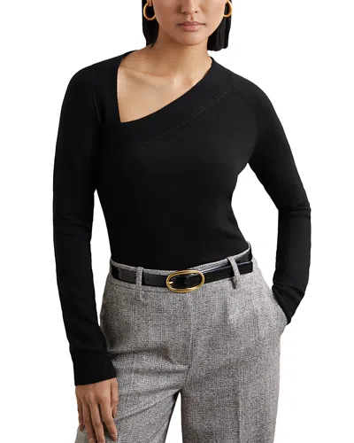 Reiss Zoie Asymmetric Long Sleeve Top In Multi