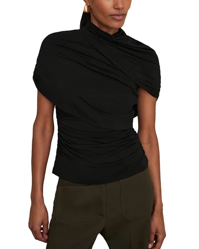 Reiss Zuri Ruched Mock Neck Knit Top In Black