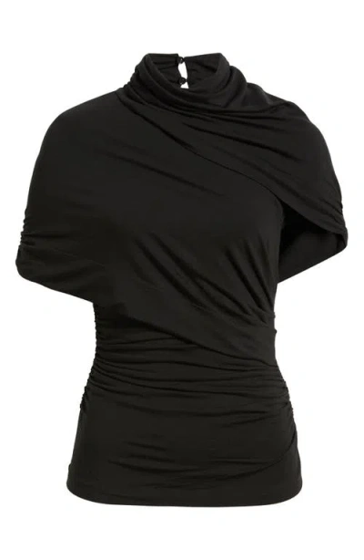 REISS REISS ZURI RUCHED MOCK NECK KNIT TOP