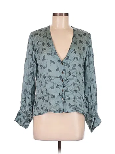 Pre-owned Reistor 3/4 Sleeve Blouse In Teal
