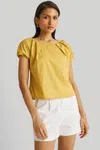 Reistor Balloon Sleeve Top In Mustard In Yellow