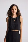 Reistor Boxy Crop Top In Black