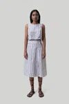 Reistor Boxy Crop Top In Linen Stripes In Multi