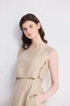 Reistor Boxy Crop Top In Neutral Beige In Multi