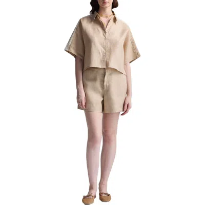 Reistor Boxy Shirt With Lace In Neutral