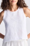 Reistor Button Back Embroidered Crop Top In Coconut White