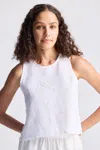 Reistor Button Back Embroidered Crop Top In Multi