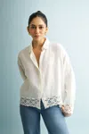 Reistor Button-down With Lace Shirt In Multi