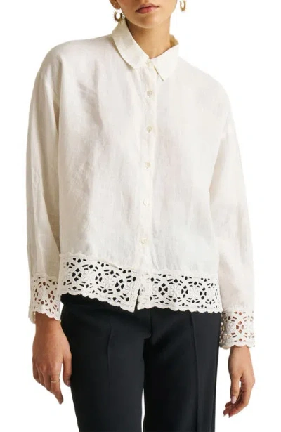Reistor Button-down With Lace Shirt Off-white X Small In Neutral
