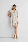 Reistor Cap Sleeved Short Dress In Beige