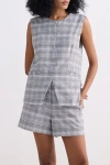 Reistor Cotton Tweed Vest Jacket Set In Steel Breeze