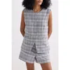Reistor Cotton Tweed Vest Jacket Set In Steel Breeze