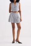 Reistor Cropped Cotton Tweed Vest Set In Steel Breeze