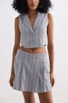 Reistor Cropped Cotton Tweed Vest In Steel Breeze