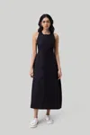 Reistor Cross-back Midi Dress In Black In Black