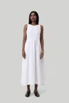 Reistor Cross-back Midi Dress In Eyelet Embroidery In White