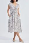 Reistor Deep V-neck Gathered Dress In Florals In Blooming Tiles