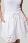 Reistor Women's Drawstring Short White Cotton Skirt In Coconut White