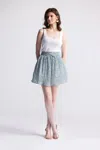 Reistor Drawstring Short Skirt In Light Blue Florals In Multi