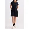 Reistor Women's Drawstring Short T-shirt Dress In Black In Black