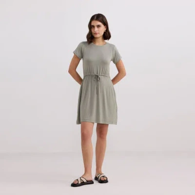 Reistor Drawstring Short T-shirt Dress In Light Olive