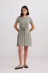 Reistor Drawstring Short T-shirt Dress In Frost & Mist