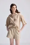 Reistor Drawstring Shorts In Neutral Beige