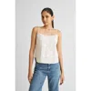 Reistor Embroidered Panel Crop Top In Coconut White