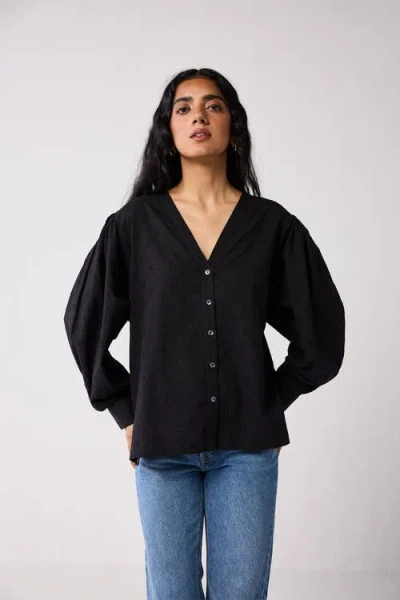 Reistor Embroidered Shirt With Long Balloon Sleeves In Multi