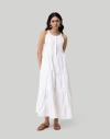 Reistor Embroidered Tiered Maxi Dress In Coconut White