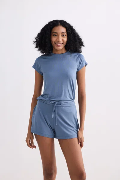 Reistor Essential Short Sleeve Tee Set In Blue