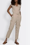 Reistor Women's White Evening Chai Light Ecru Jumpsuit In Beige Hemp