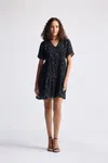 Reistor Floral Short Tiered Dress In Black