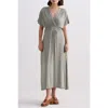 Reistor Flowy A-line Maxi Dress With Side Slits In Light Olive